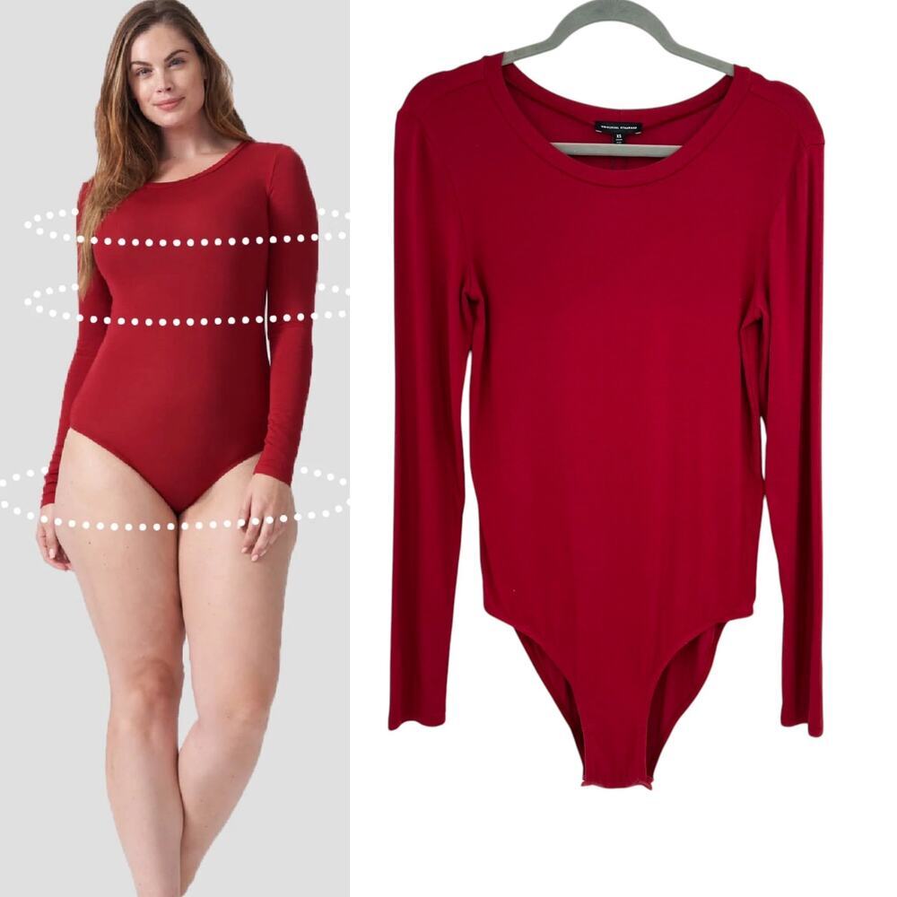 Universal Standard Foundation Long Sleeve Crewneck Bodysuit‎ Red Size XS 10 12
